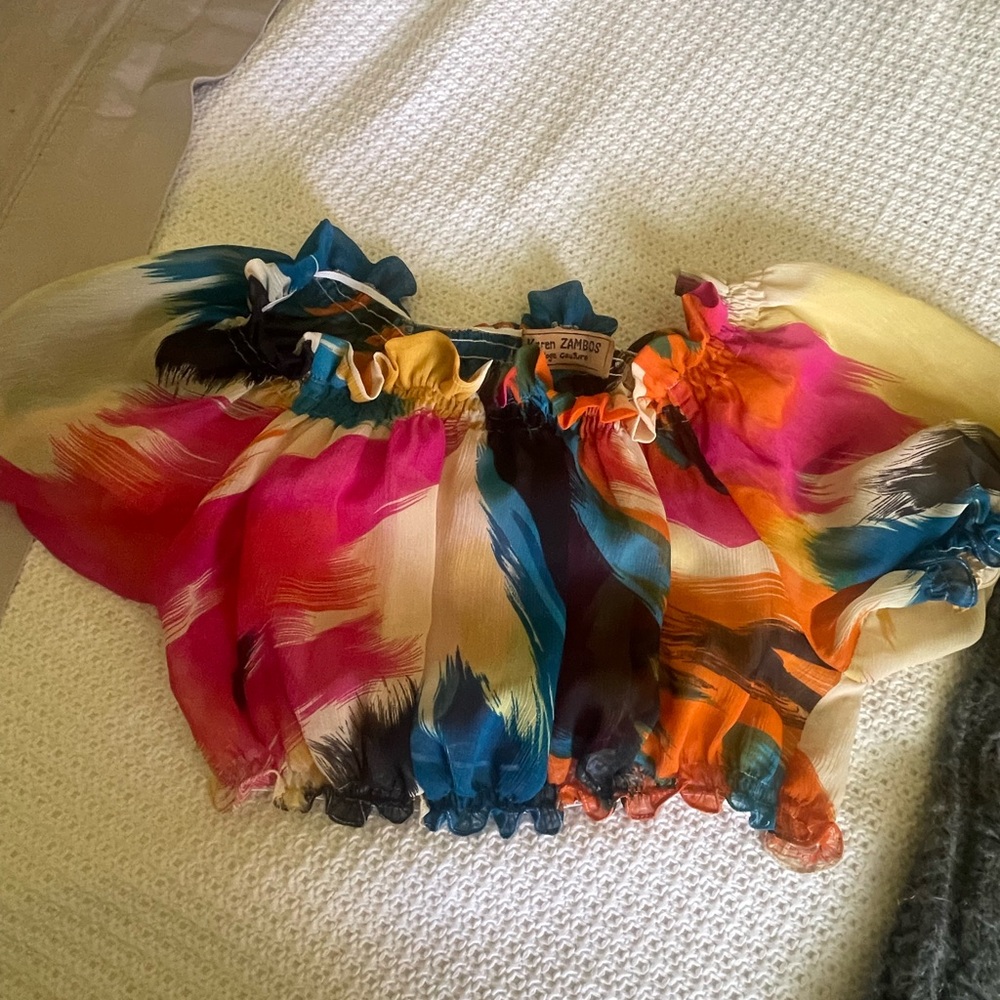 Karen Zambos Multicolor Ruffled Blouse
